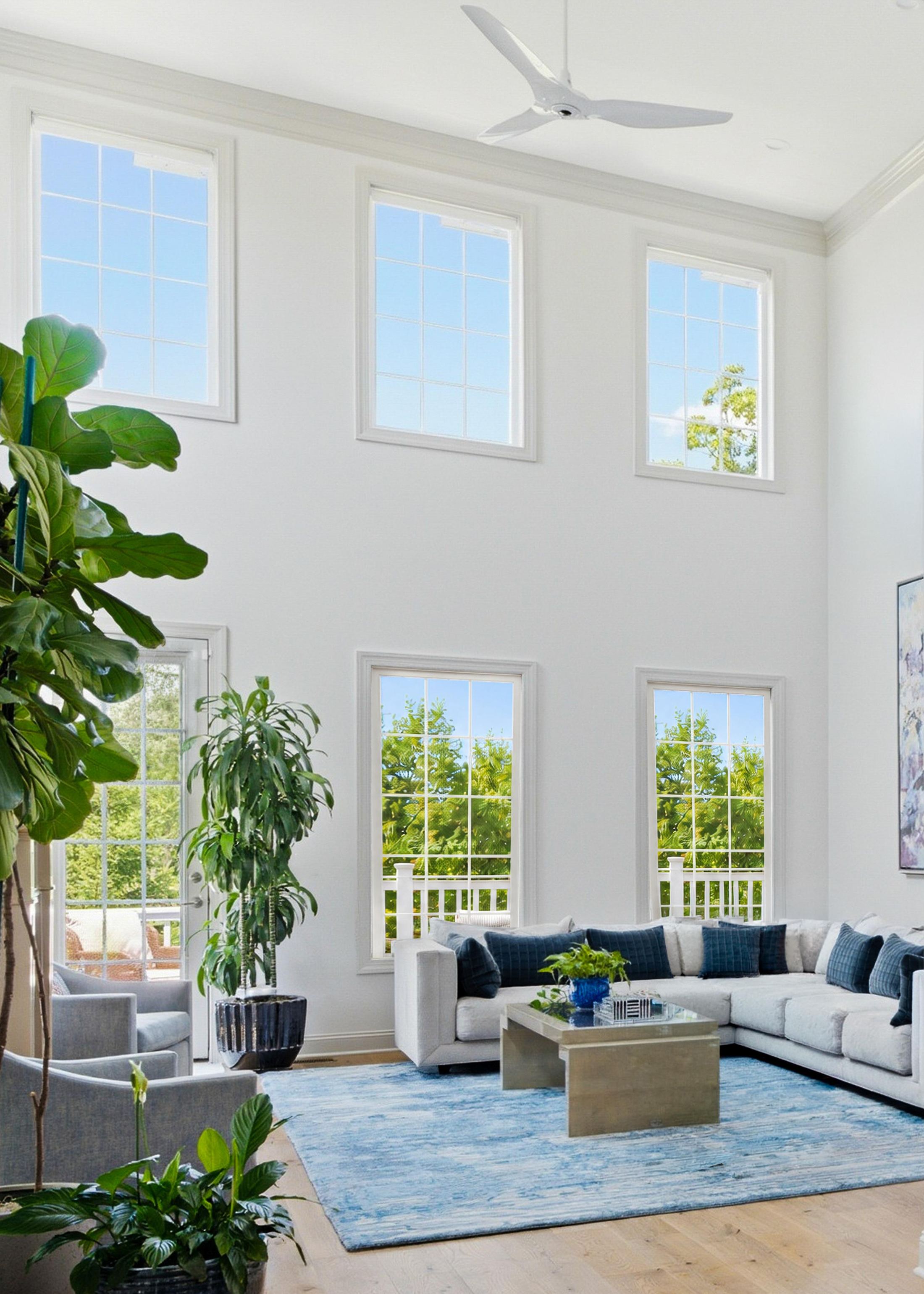 two-story great room with gas fireplace at 1 Aldrich Court